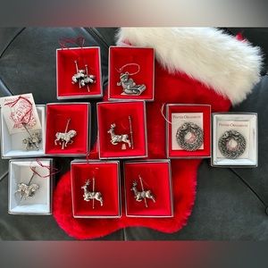 Vintage Towle Silversmiths Pewter Christmas Ornaments 🦌🎄⛄️❄️